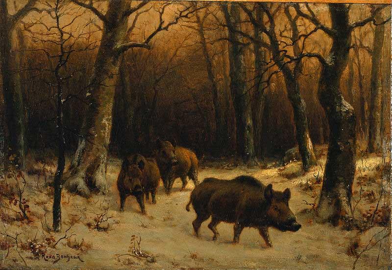 Rosa Bonheur Wild Boars in the Snow china oil painting image